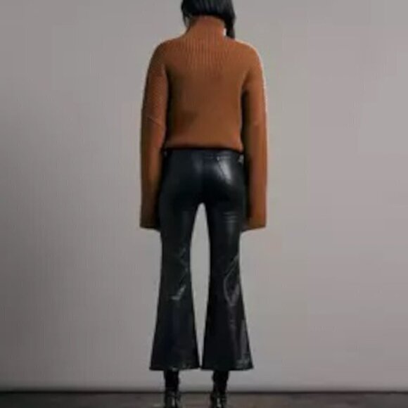 RAG & BONE Casey High-Rise Ankle Flare Coated Black Jeans WDD22F2917GBL - Picture 4 of 13